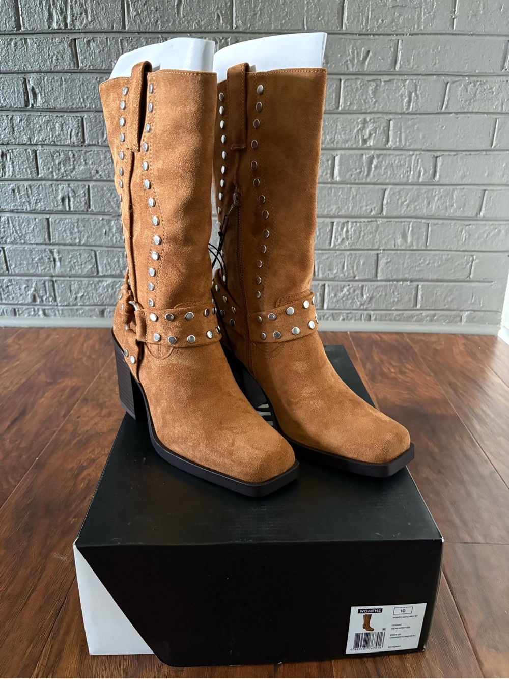 Madden NYC Faux Suede Studded Western Boots- Size 10